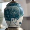 Keramikvase Tischlampe handgefertigt mit Stoffschirm Fahim