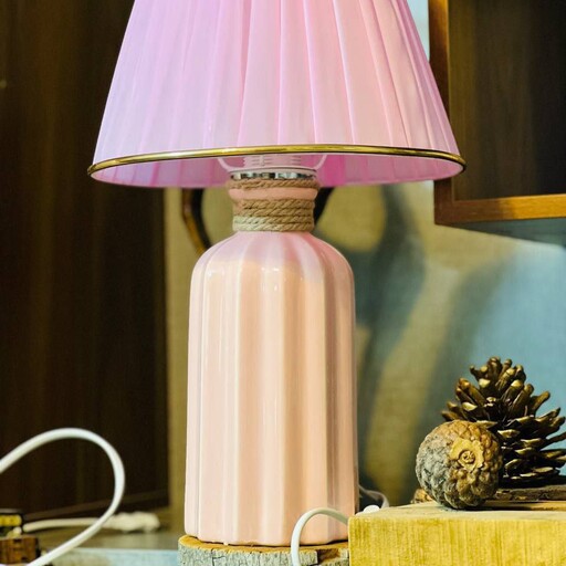 Keramikvase Tischlampe handgefertigt mit Stoffschirm Luna