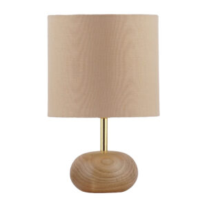 Akzent Holz-Tischlampe Handgefertigt Creme Asali