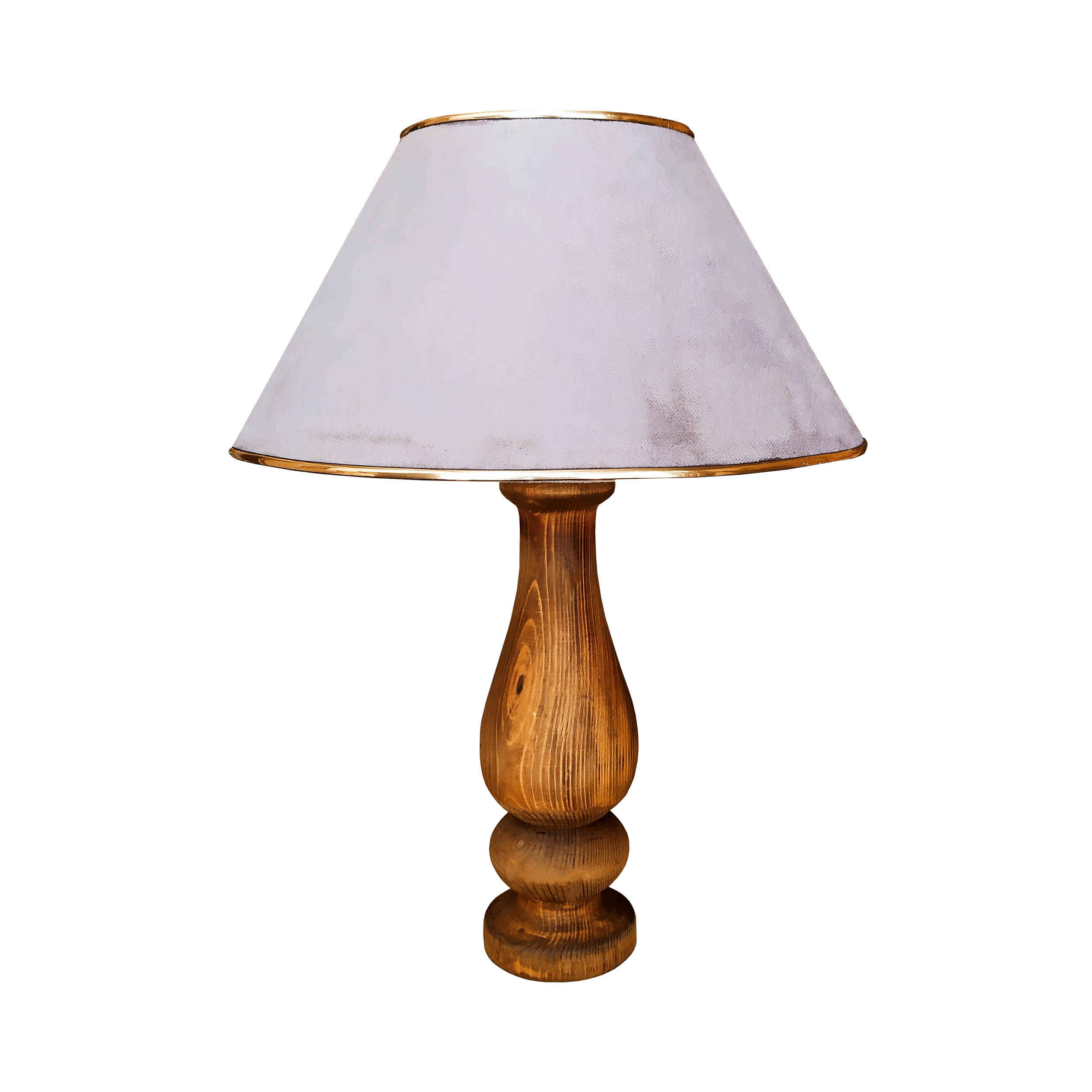 Akzent Holz-Tischlampe Handgefertigt Samtschirm Behnam