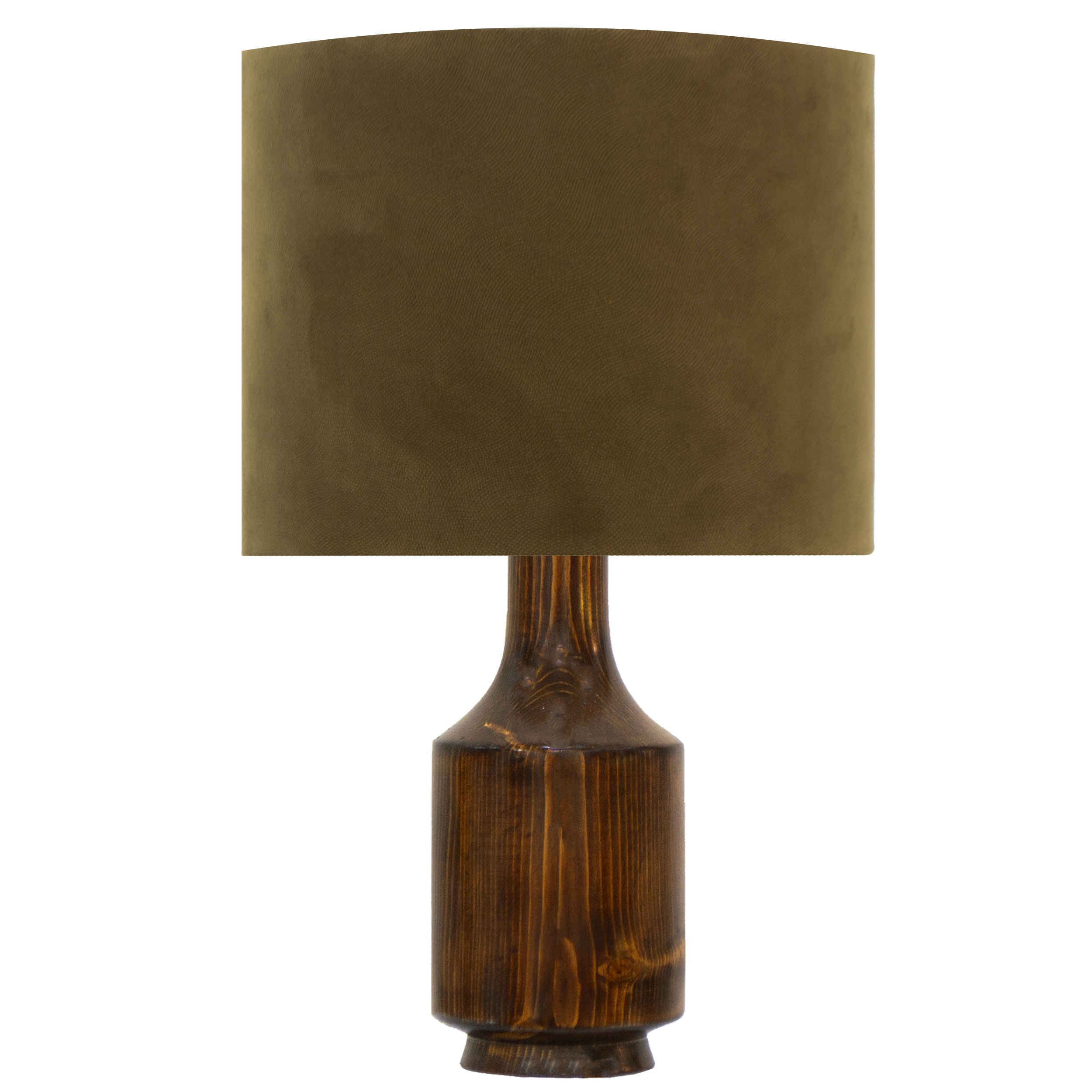 Akzent Holz-Tischlampe Handgefertigt Trommelschirm Bella