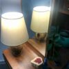 Akzent Holz-Tischlampe Handgefertigt Creme & Braun Jinara