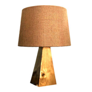 Akzent Holz-Tischlampe Handgefertigt Stoffschirm Kaaj
