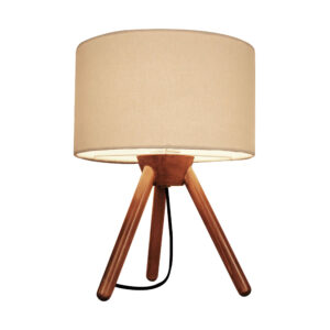 Akzent Holz-Tischlampe Handgefertigt Creme Masina