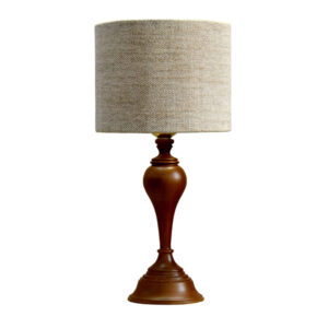 Akzent Holz-Tischlampe Handgefertigt Creme Narvan