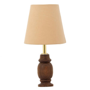 Akzent Holz-Tischlampe Handgefertigt Creme Schirm Sima