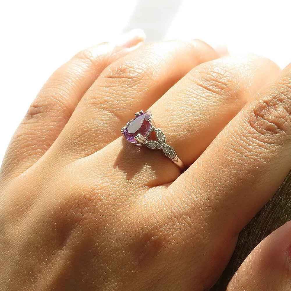 Lila Amethyst Silberring für Damen Mana