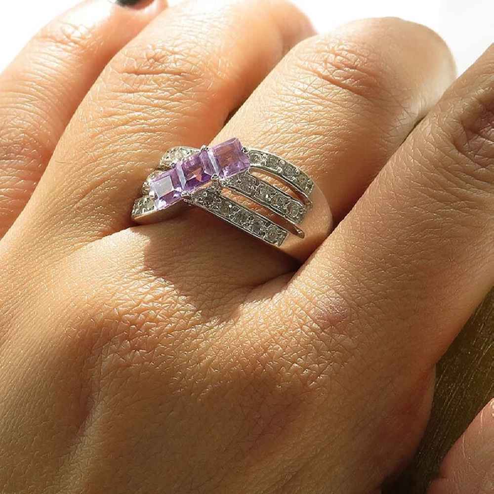 Lila Amethyst Silberring für Damen Nastaran