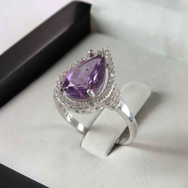 Lila Amethyst Silberring für Damen Fakher