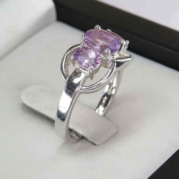 Lila Amethyst Silberring für Damen Banafshe