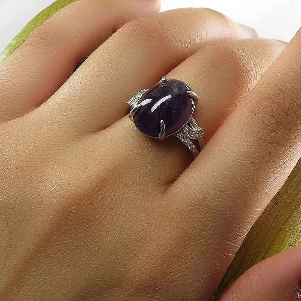 Lila Amethyst Silberring für Damen Daam