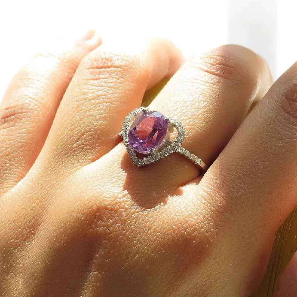 Lila Amethyst Silberring für Damen Delbar
