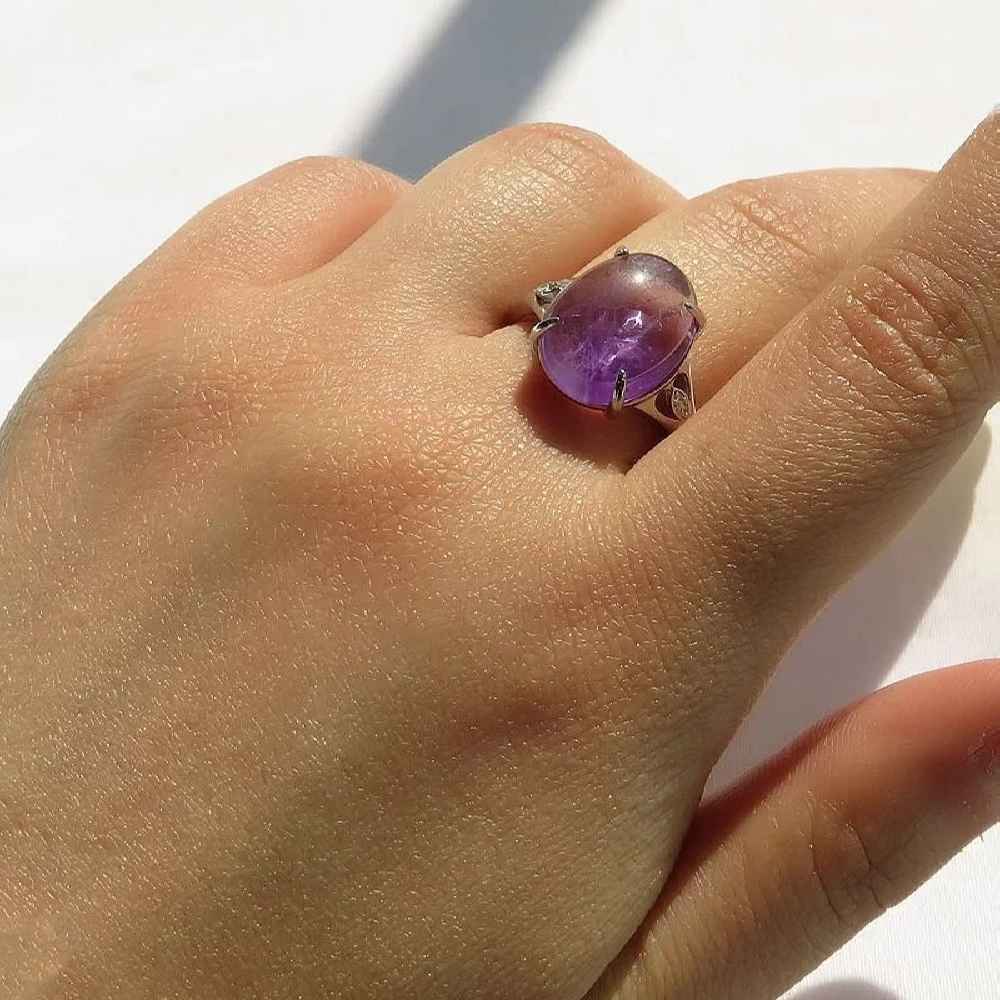 Lila Amethyst Silberring für Damen Damle