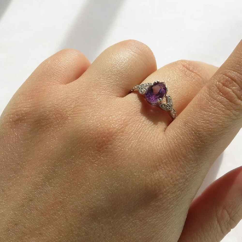 Lila Amethyst Silberring für Damen Nazanin