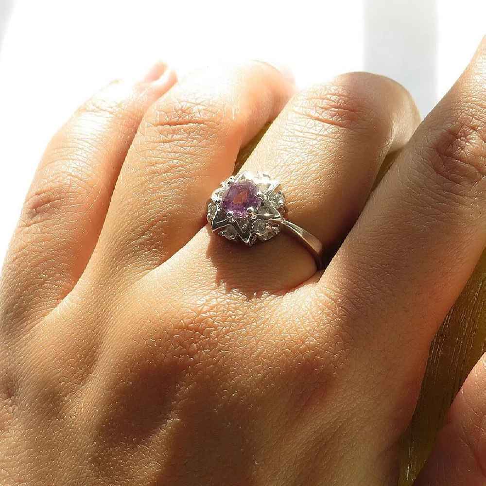 Lila Amethyst Silberring für Damen Setareh