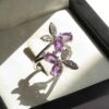 Lila Amethyst Silberring für Damen Schmetterling
