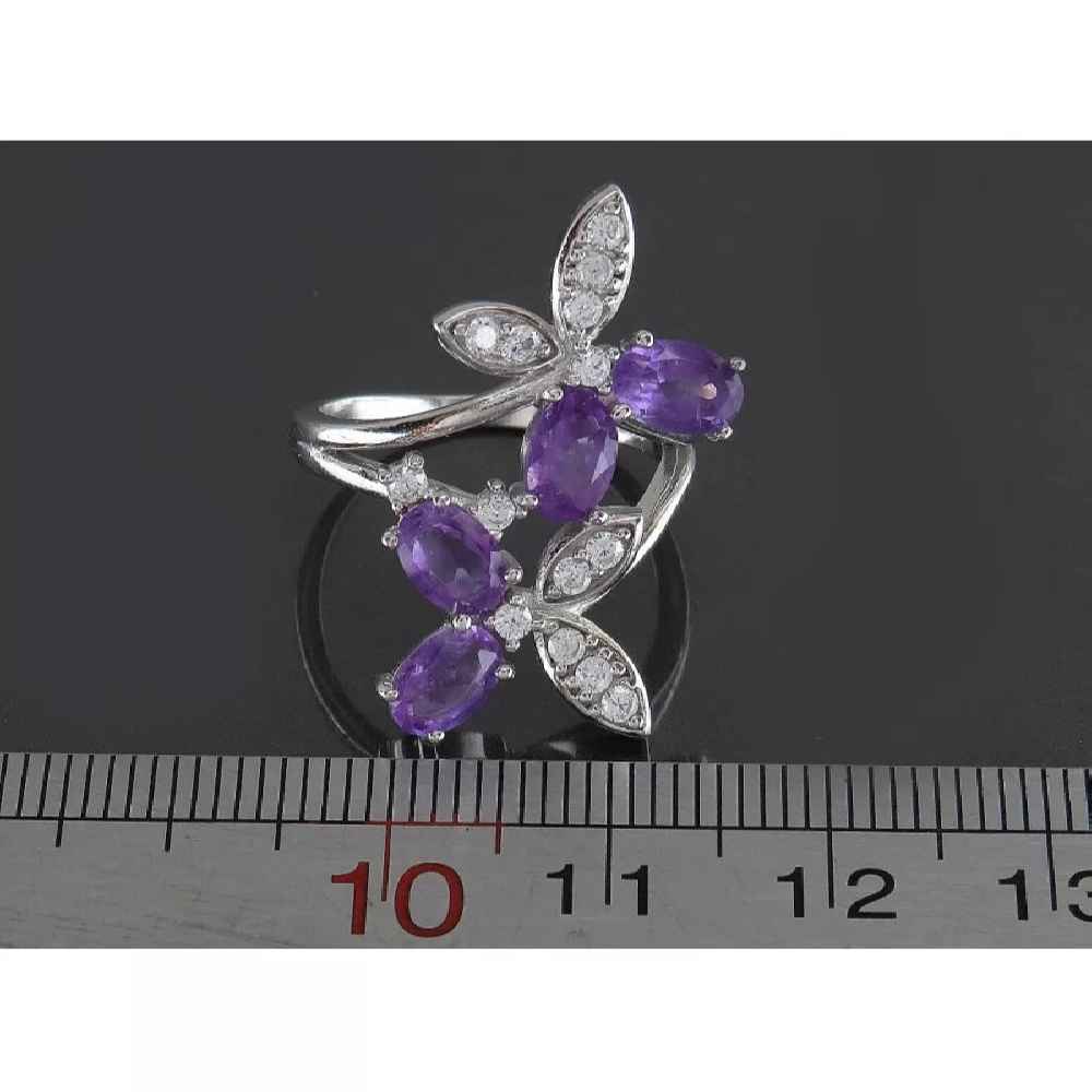 Lila Amethyst Silberring für Damen Schmetterling