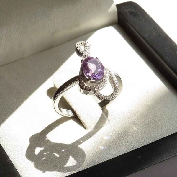 Lila Amethyst Silberring für Damen