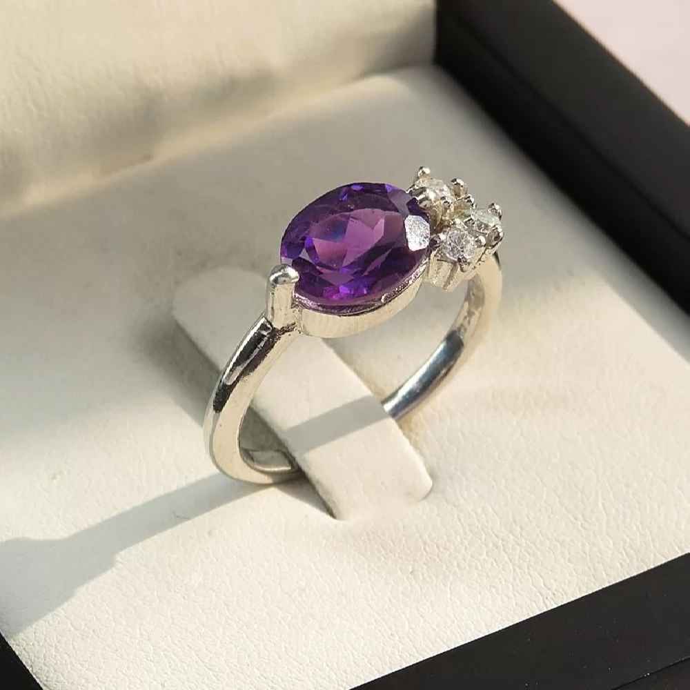 Lila Amethyst Silberring für Damen Mehrnaz
