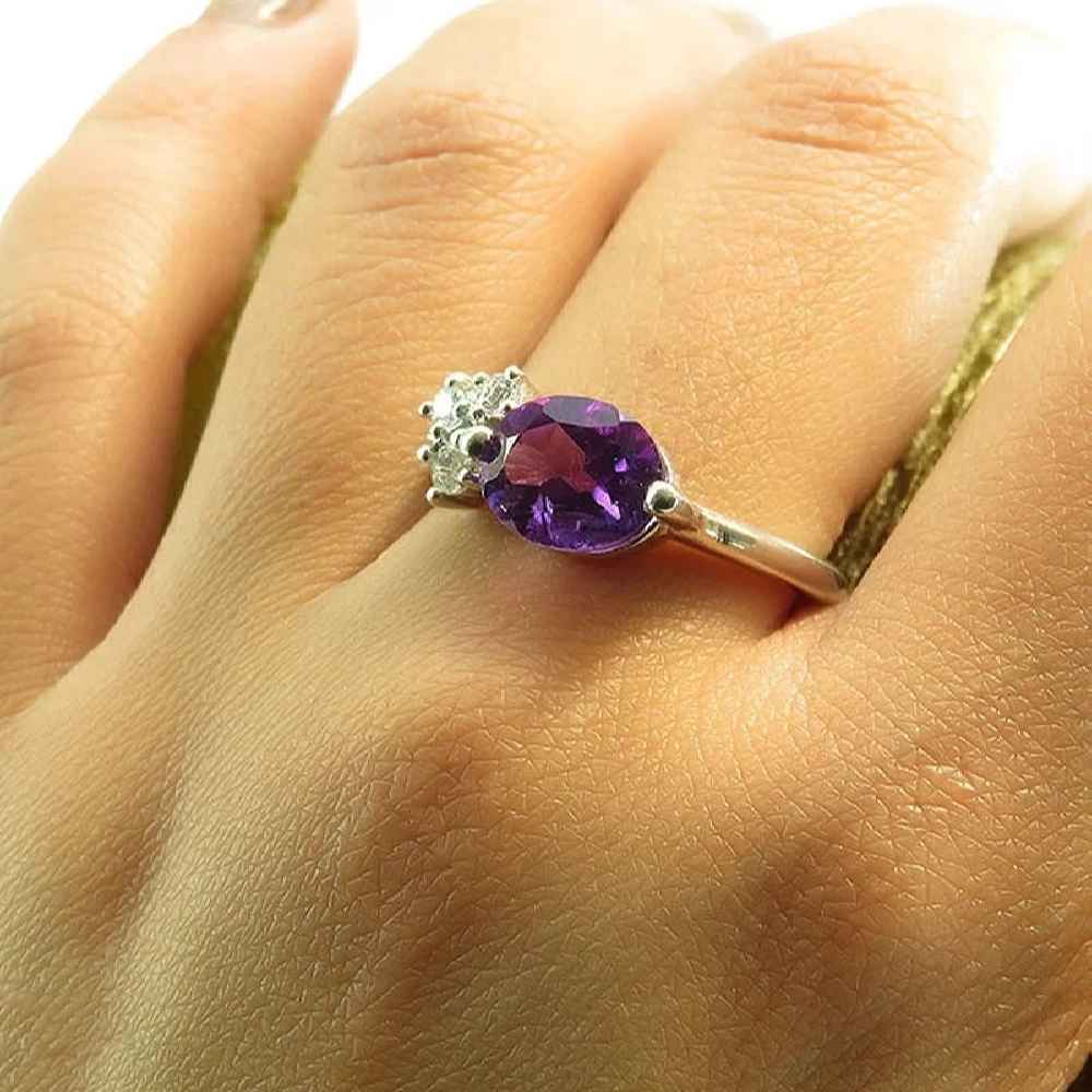 Lila Amethyst Silberring für Damen Mehrnaz