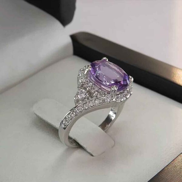 Lila Amethyst Silberring für Damen Prinzessin
