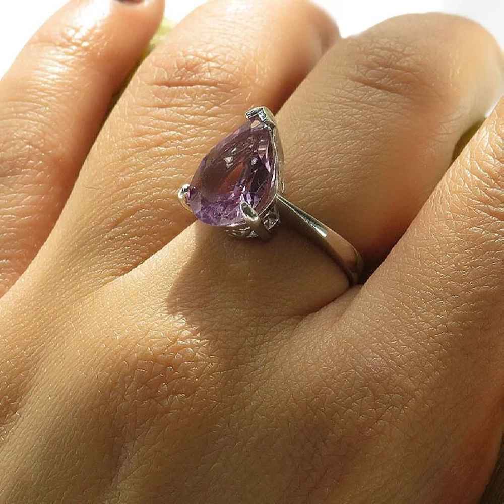 Lila Amethyst Silberring für Damen Ashk