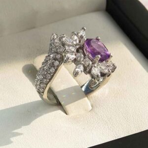 Lila Amethyst Silberring für Damen Ashrafi