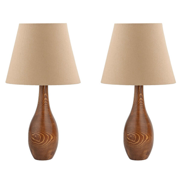 Set aus 2 Akzent Holz-Tischlampen Handgefertigt Safa