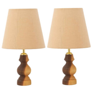 Set aus 2 Akzent Holz-Tischlampen Handgefertigt Hoor