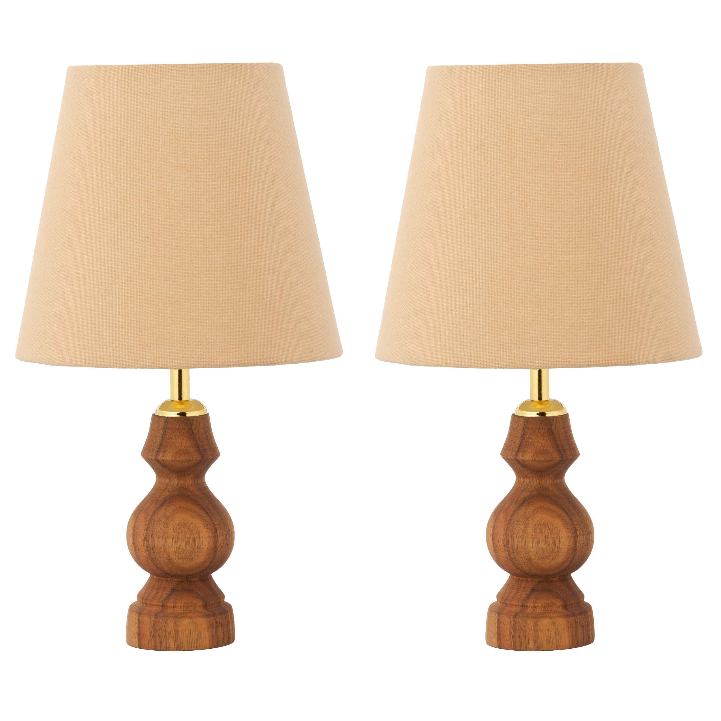 Set aus 2 Akzent Holz-Tischlampen Handgefertigt Hoor