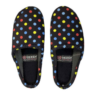 Weiche schwarze Hausschuhe für Damen Modell Polka Dots