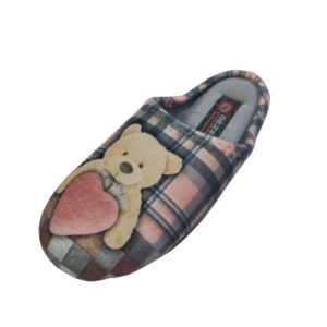 Weiche graue Hausschuhe für Damen Modell Teddy Bear