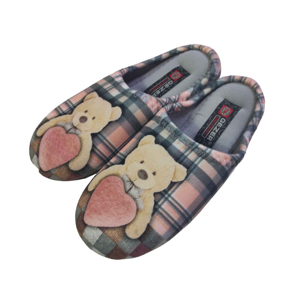 Weiche graue Hausschuhe für Damen Modell Teddy Bear