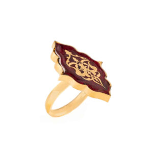 Stahl Siegelring mit Granat Resinüberzug und vergoldet Eslimi Symbol