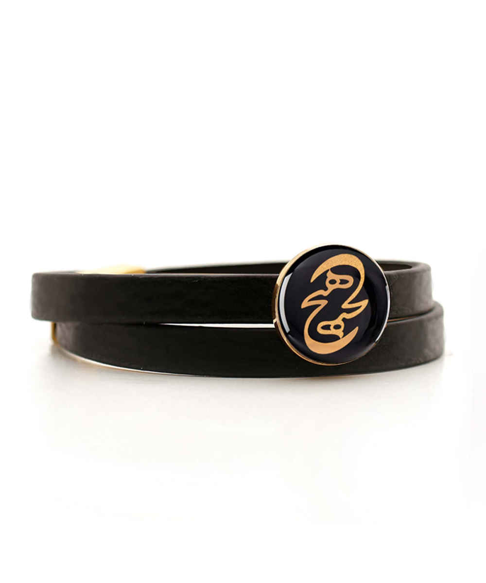 Persisches Lederarmband für Männer und Frauen - Schwarz Hich
