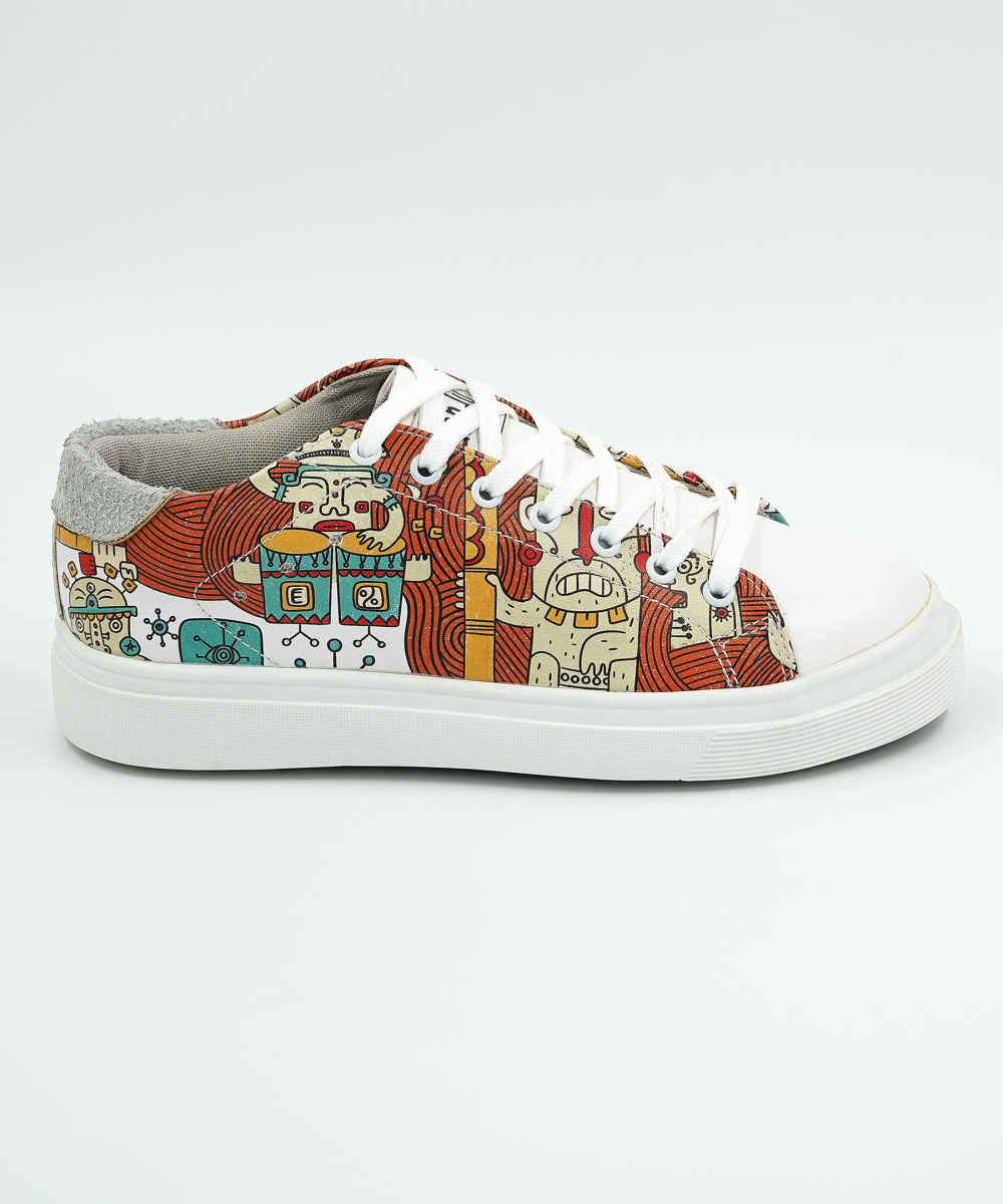 Graffiti-Print Sneakers – Damenchic Freizeitschuhe Modell Cartoon