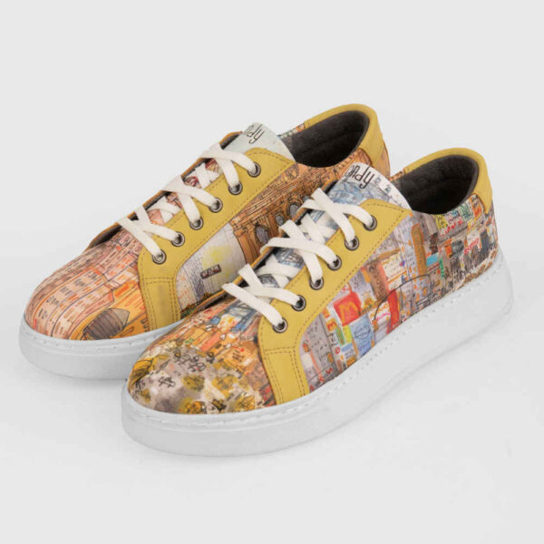 Graffiti-Print Sneakers - Damenchic Freizeitschuhe Modell City