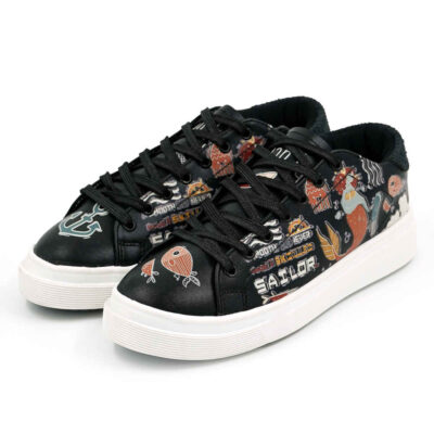 Graffiti-Print Sneakers - Damenchic Freizeitschuhe Modell Karin