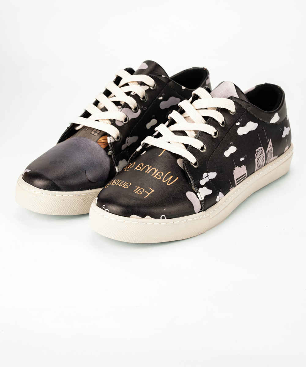Graffiti-Print Sneakers – Damenchic Freizeitschuhe Modell Town