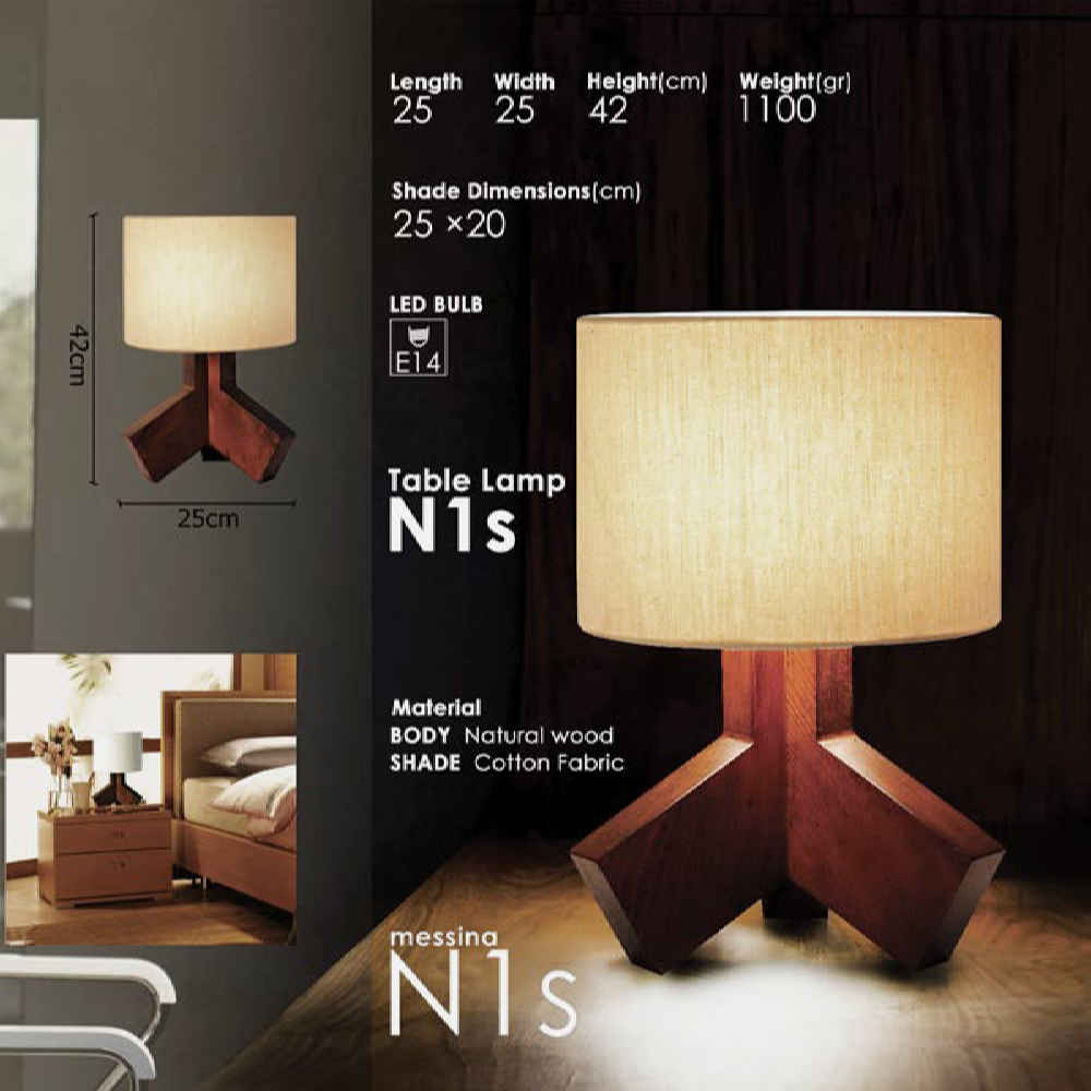 Akzent Holz-Tischlampe Handgefertigt Bahman