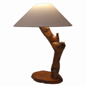Rustikale Holzstamm-Tischlampe Handgefertigt Fantasy