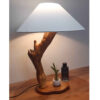 Rustikale Holzstamm-Tischlampe Handgefertigt Fantasy