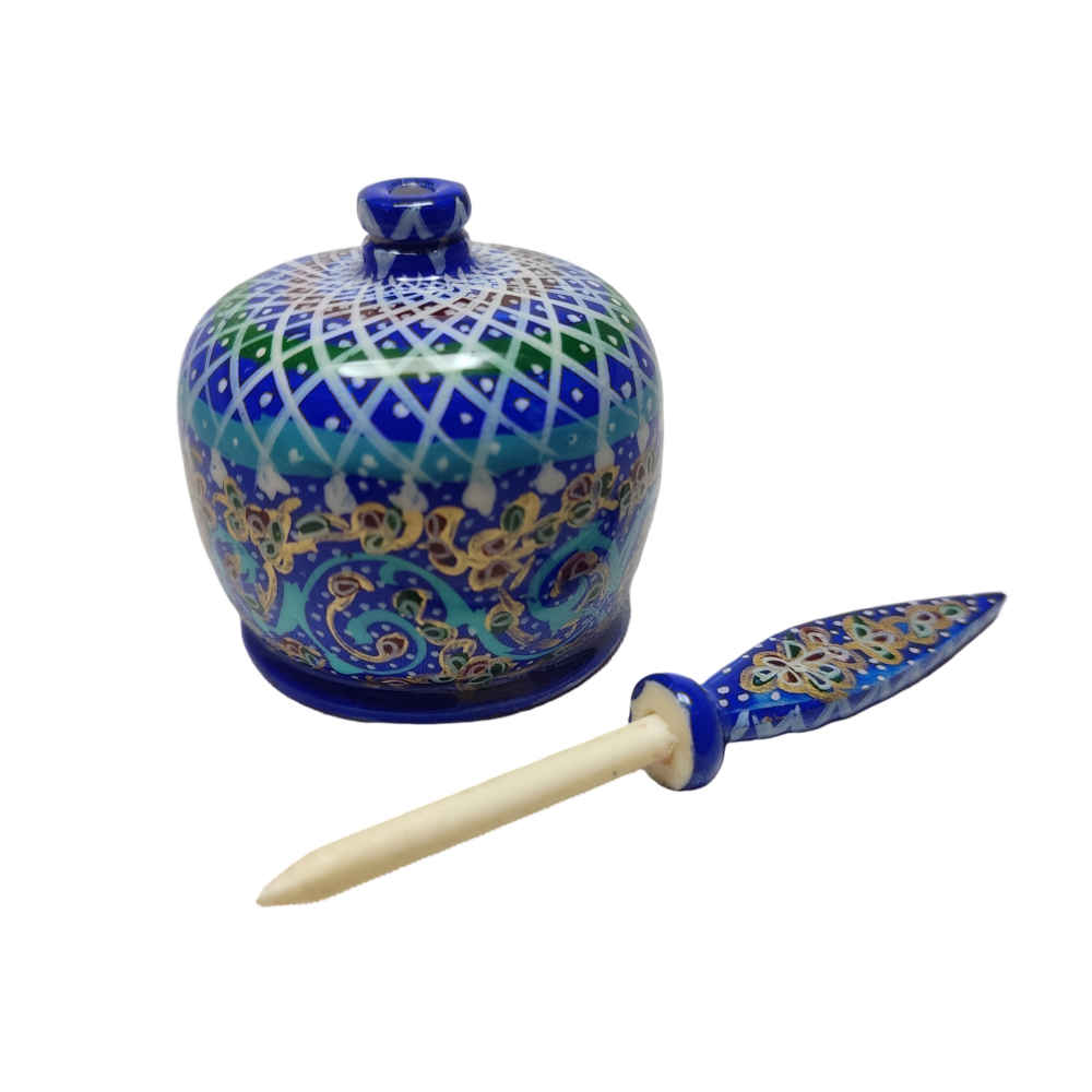 Persischer Surma Dani Behälter zur Aufbewahrung von Kohl aus Kamelfleisch Tazhib