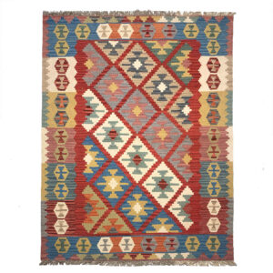 Authentischer Persischer Woll Kelim Teppich traditionell handgewebt in Firuzabad geometrisch