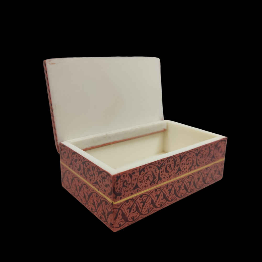 Handgefertigte Knochen-Schmuckbox mit persisch inspiriertem Motreb-Muster