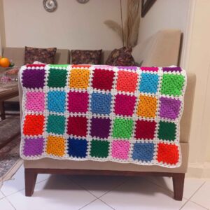 Häkelwurfdecke für Sofa und Bett, kariert, Bohemian Shahin