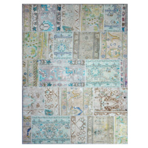 Vintage Persischer handgeknüpfter Patchwork-Teppich Himmel