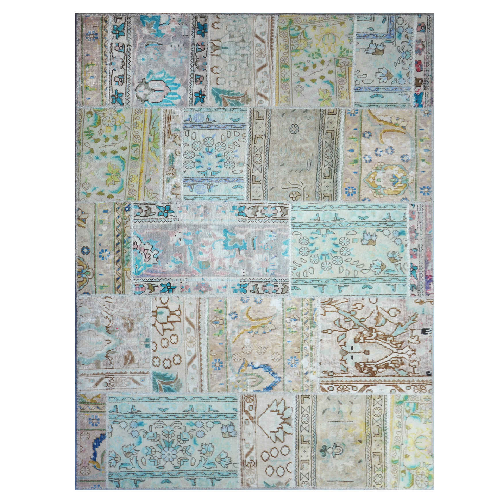 Vintage Persischer handgeknüpfter Patchwork-Teppich Himmel