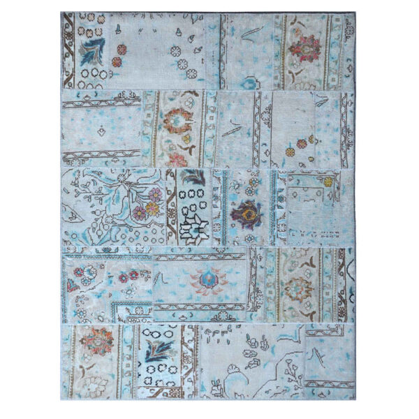 Vintage Persischer handgeknüpfter Patchwork-Teppich Amiran