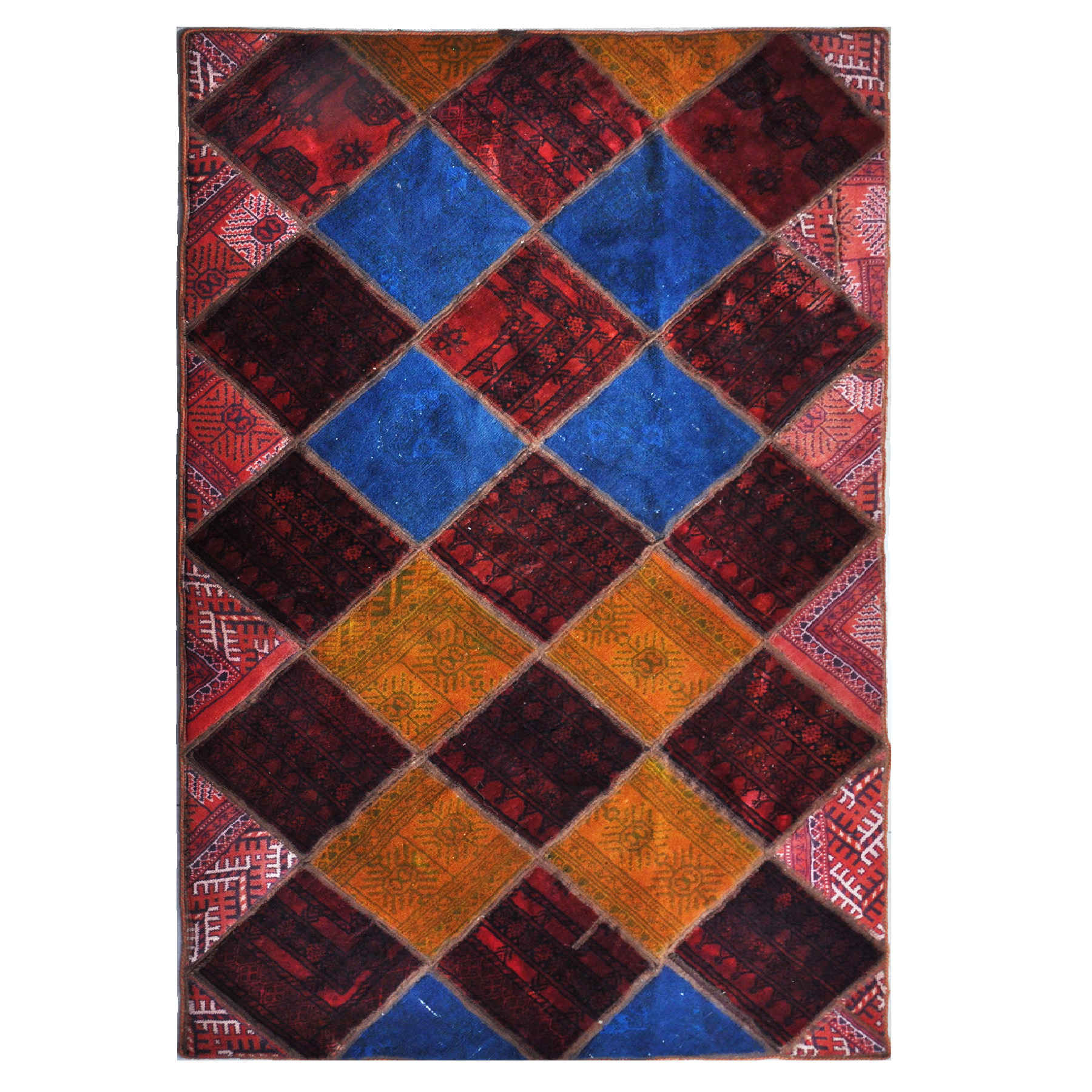 Vintage Persischer handgeknüpfter Patchwork-Teppich Amiri